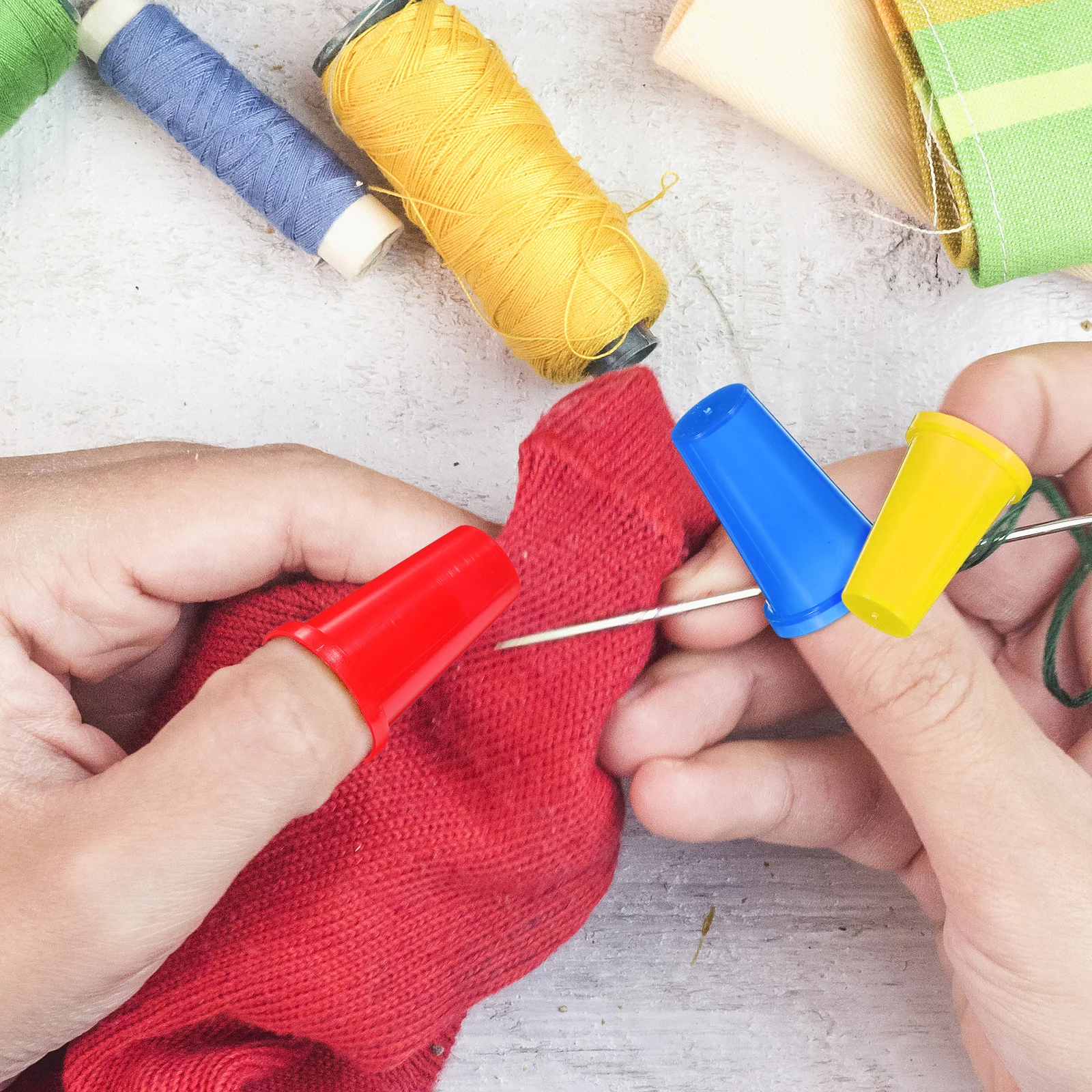 

20pcs Colorful Thimbles Plastic Finger Protectors For Sewing Quilting Craft Diy Needlework Table Storage Organizers