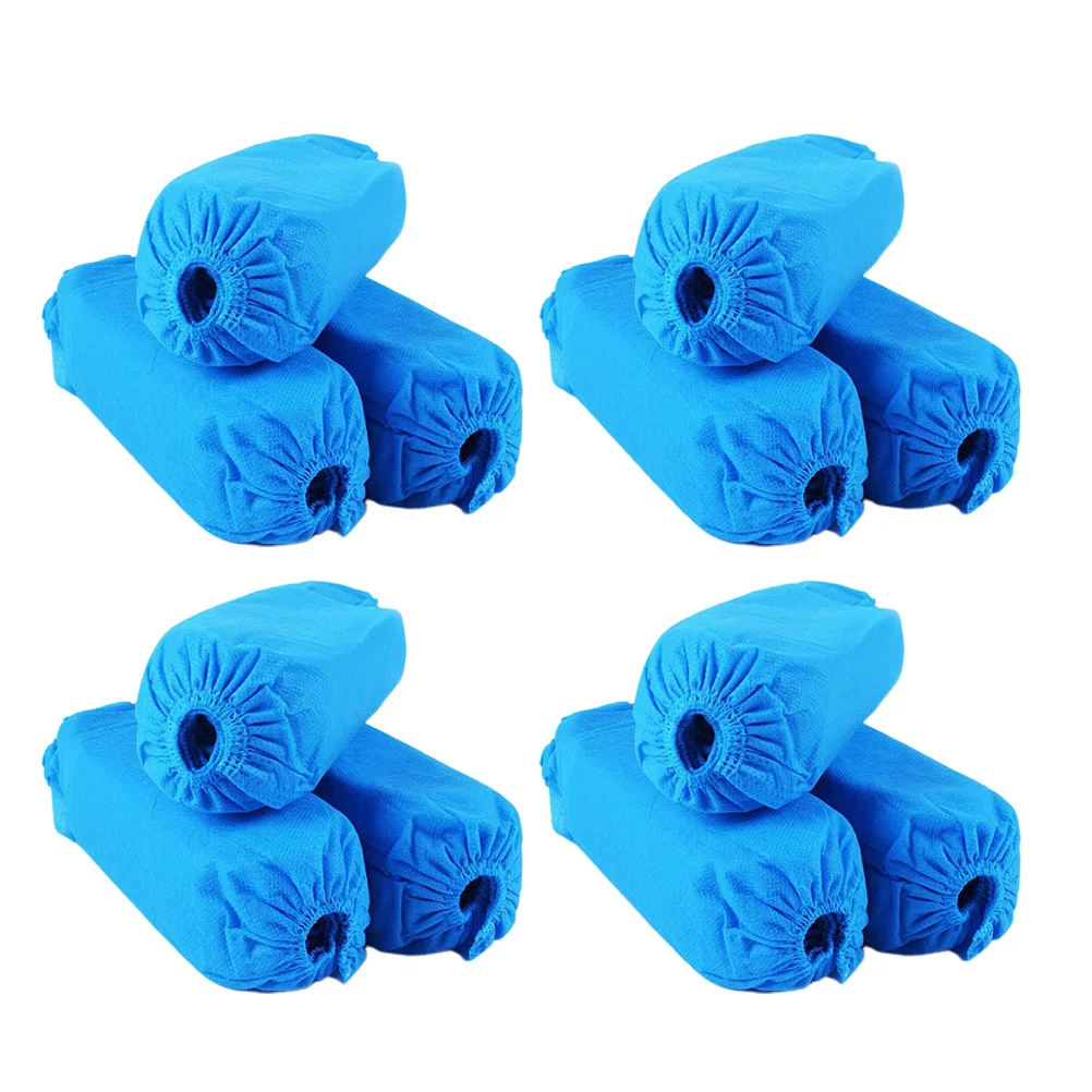 100Pcs Thicken Nonwoven Fabric Shoes Cover Disposable Nonslip Breathable Elastic Band Blue 400g Home Travel Protector