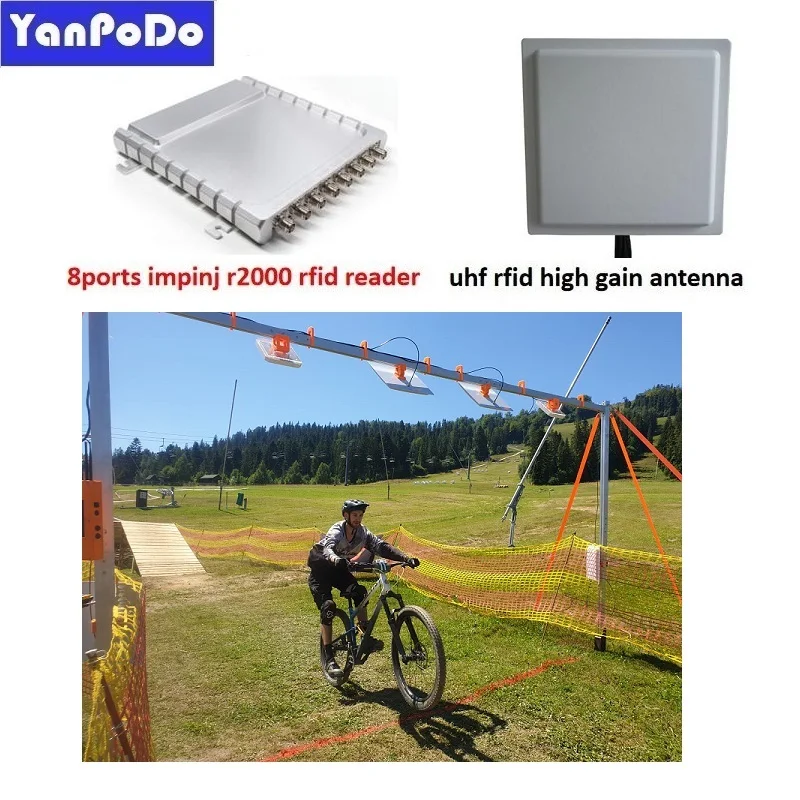 

Yanpodo Chip Timing System Impinj R2000 Long Range 8 Ports UHF RFID Fixed Reader Multi-Tag 700tags/Sec for Sports Timing System