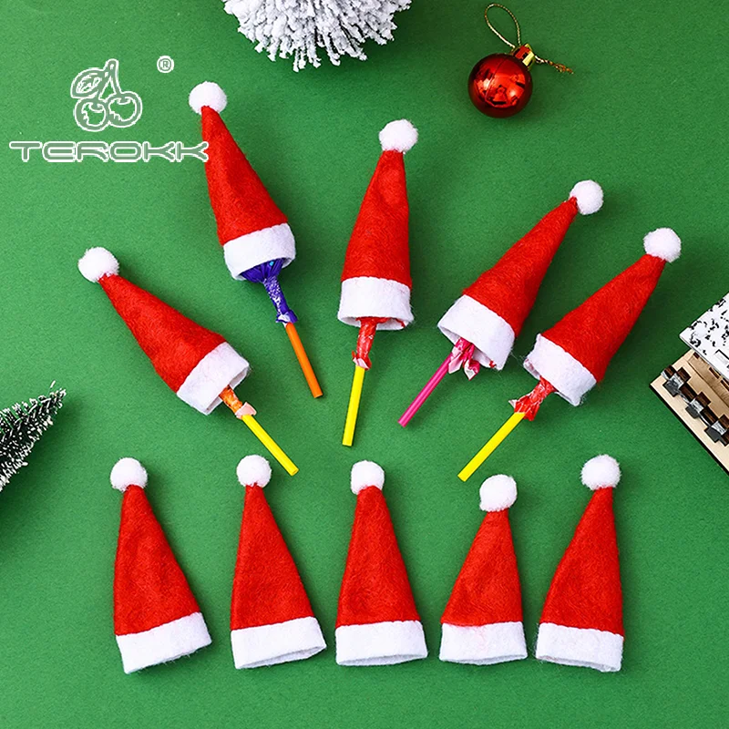 10PCS Mini Christmas Hats Cutlery Knifes Forks Holders Silverware Holder Xmas Hat Tableware Cutlery Bags