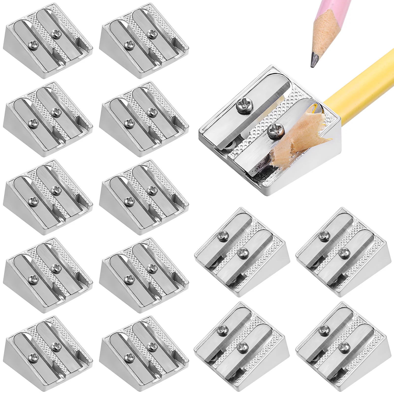 

16Pcs Mini Aluminum Alloy Pencil Sharpeners Manual Dual Holes Portable Sharpener Handheld Pencil Sharpeners