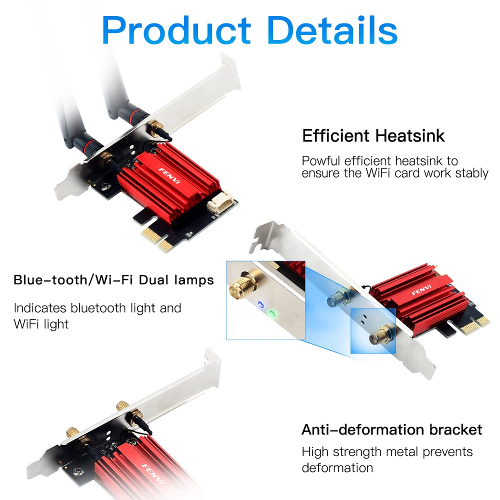 Fvi-adaptador WiFi PCIE AC1200, FV-AC1200 Bluetooth de doble banda, tarjeta Lan inalámbrica 802.11AC, receptor inalámbrico Win7/2,4, 10/11 Ghz/5Ghz