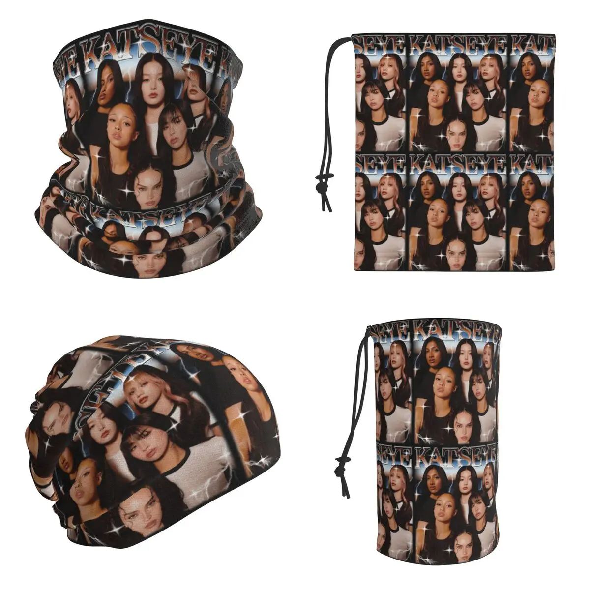 Katseye Global Girl Group Bandana Neck Cover Printed Wrap Mask Scarf Hiking Fishing Headwear Unisex Adult All Season