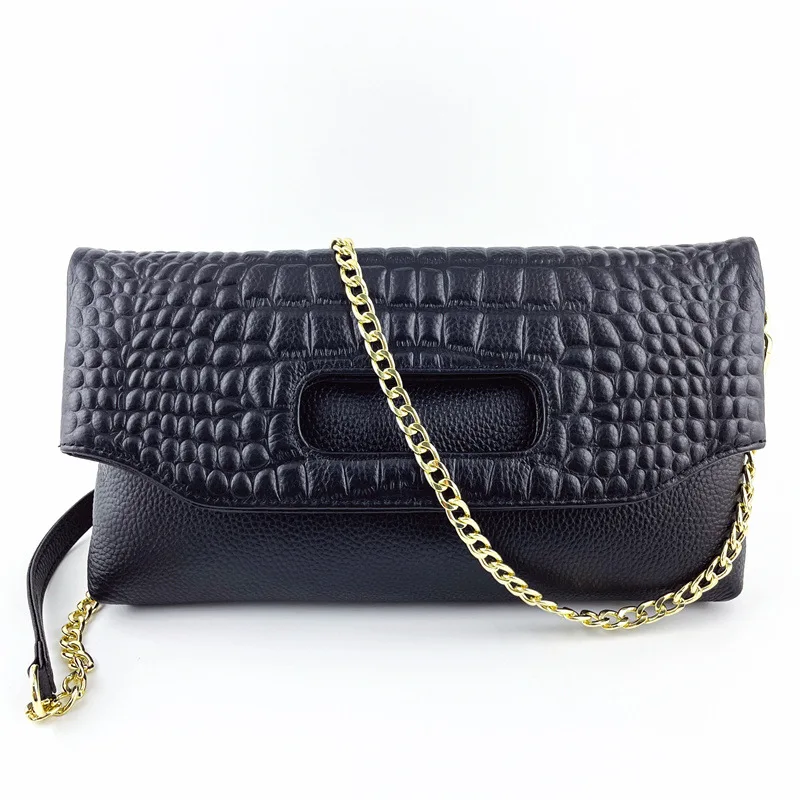 

Crocodile Pattern Woman Genuine Leather Clutch Bag Small Real Cowhide Handbag Luxury Chain Shoulder or Crossbody Bags