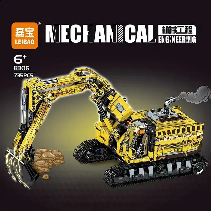 Mechanical Construction Engineering Excavation Dodging Crane Shovel Truck Construction Building Blocks Toy Model Summer Gift