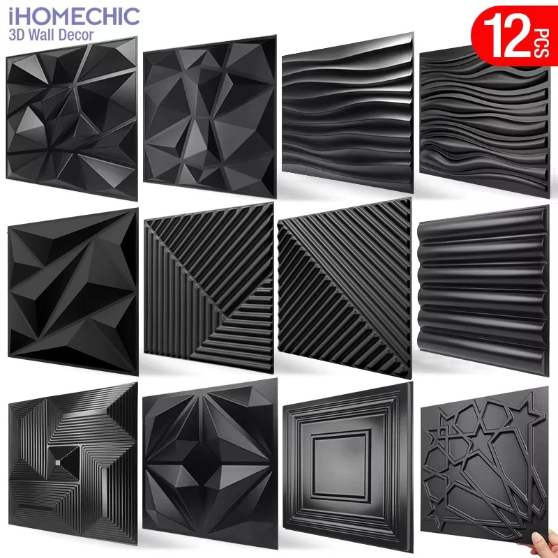 12pcs 30cm wall renovation 3D Stereo Wall Panel Diamond Not self-adhesive tile 3D wall sticker living room Bathroom wall paper