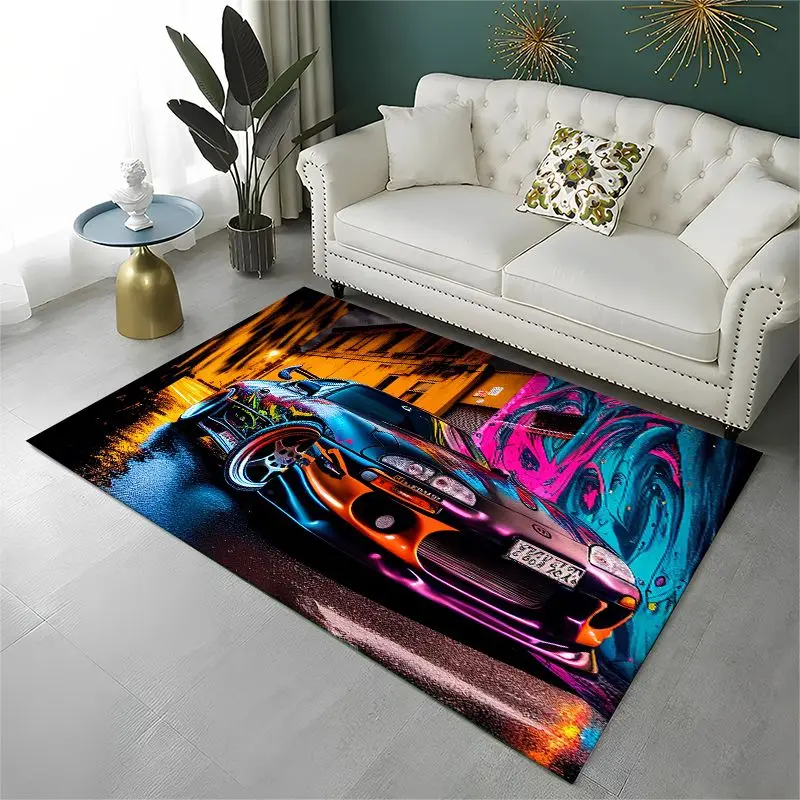 Racing Car T-Toyoto Sign Non-Slip Area Rug for Living Room,Bedroom,Playroom,Soft Carpet Floor Mat Home Decor Rug Kids Room