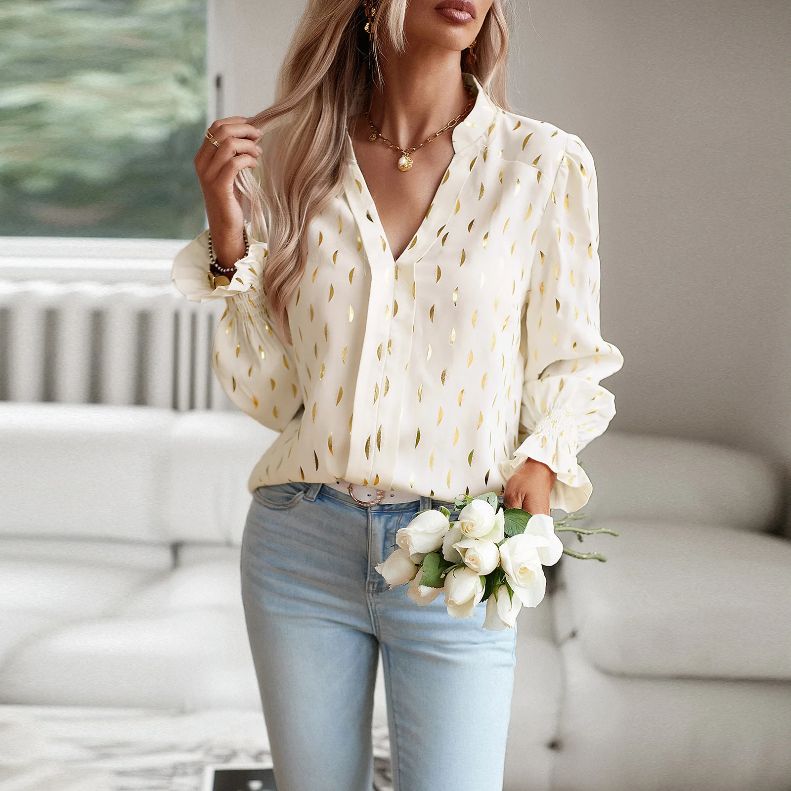 Office Lady Shirts and Blouses Elegant Women Tops Autumn Dress Up Vintage Streetwear Long Sleeve Outfit Fashion Female Clothing