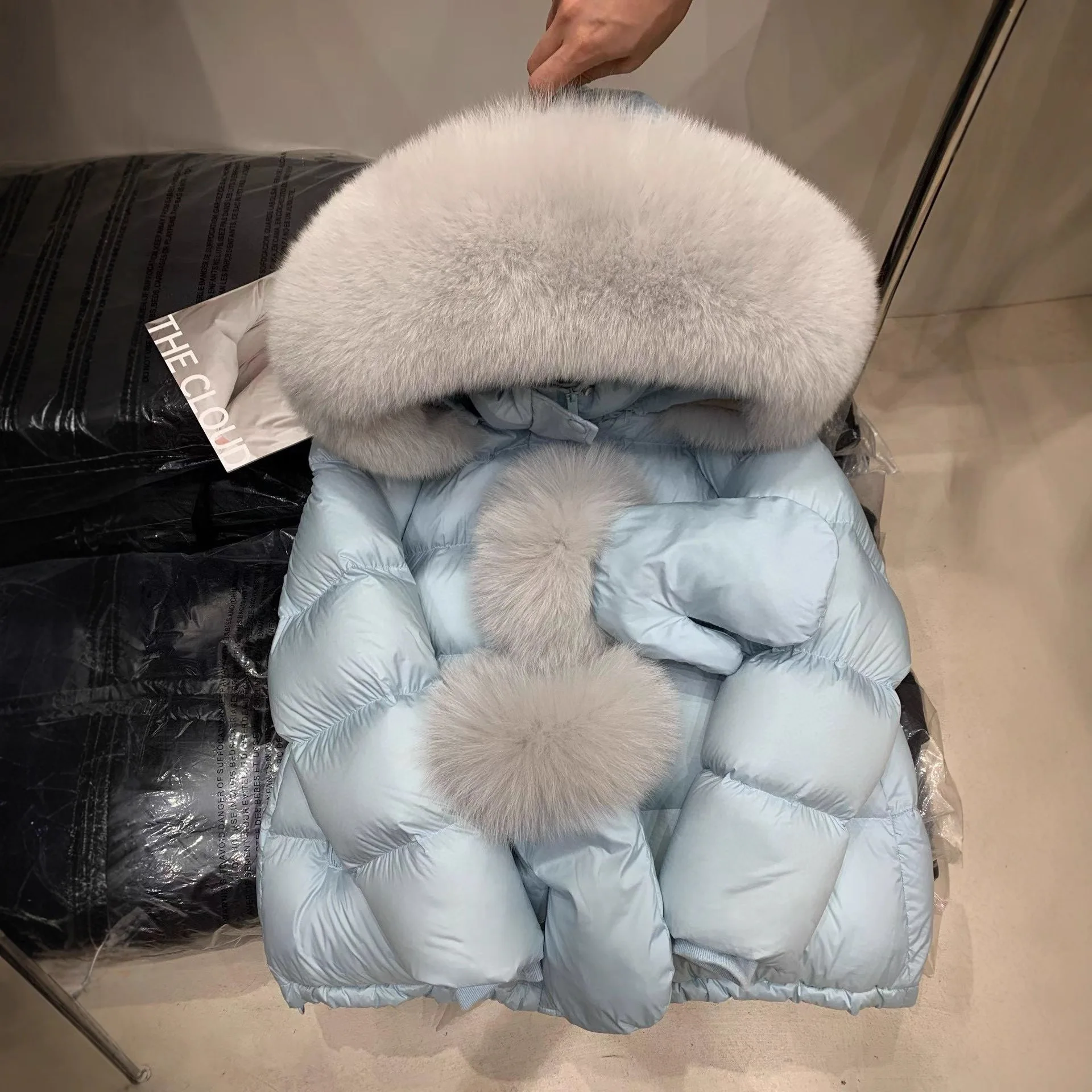 Solid Color Fashion Trend Long-sleeved Down Jacket Women's 2026 Winter New Fur Collar Hooded Casual Fashion Thickened Warm Coat
