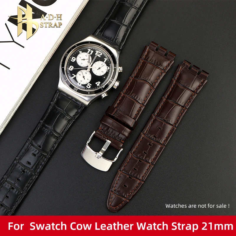 For Swatch IRONY Men\'s Cow Leather YVS423 420 Leather Watch with Accessories Breathable 21mm