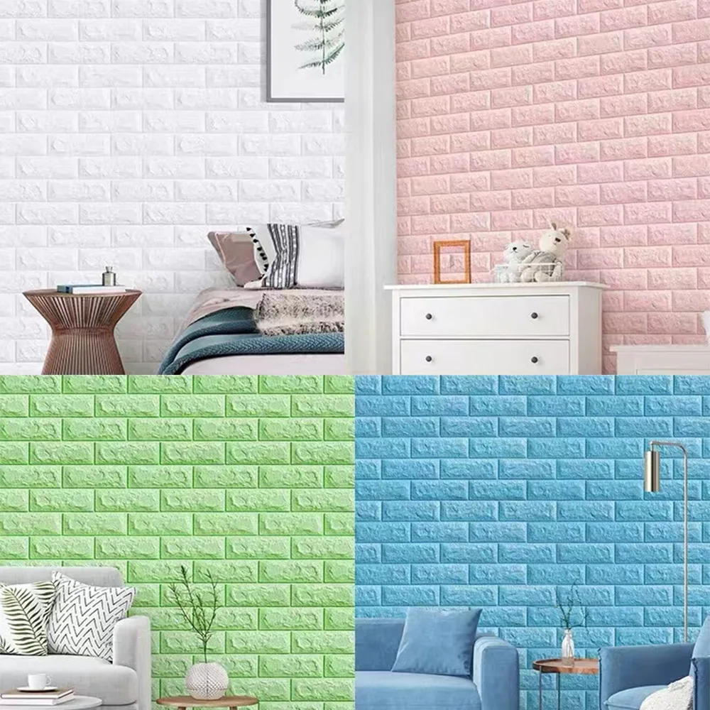 70*77cm 3D Foam Wall Sticker Wallpaper DIY Home Room House Decoration Self Adhesive For Protect Kids Child Bedroom White Brick