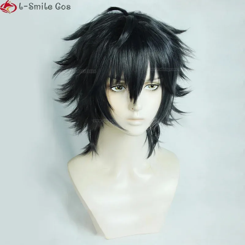 Game ES Ensemble Stars SAGAMI JIN Cosplay Wig JIN SAGAMI Wigs Short Black Grey Hair Glasses Heat Resistant Hair Wigs + Wig Cap