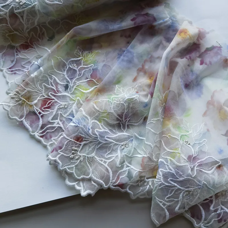 

15meters Colorful Floral Print Lace Trim Lingerie Sewing Craft DIY Apparel Fabric Lace Garment Accessory
