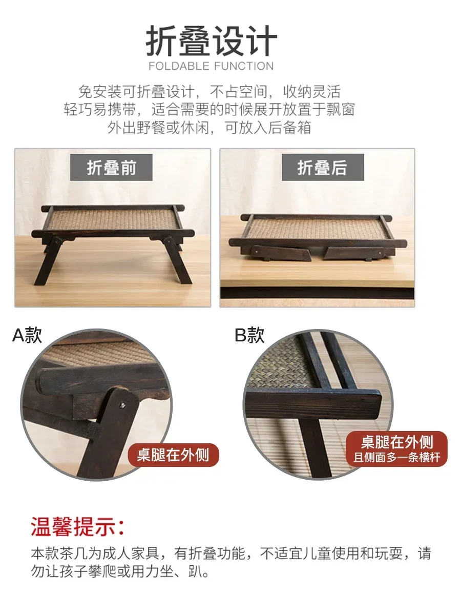 Mesa kang plegable de estilo japonés para el hogar, alféizar de ventana, ventana de Bahía de mesa baja, mesa de centro pequeña, mesa tatami, tabl de té retro