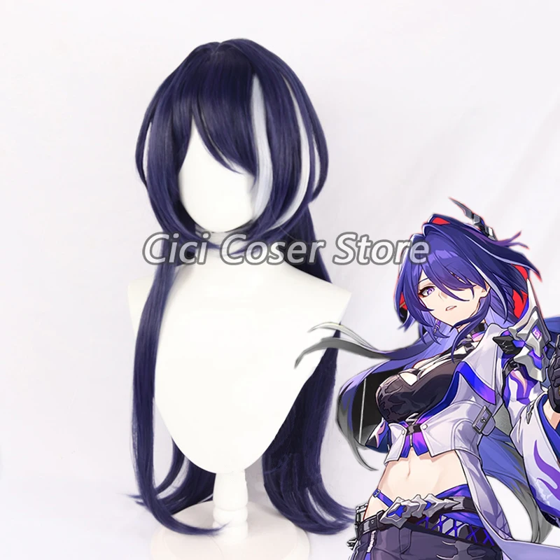 Wig Cosplay Anime Game Honkai Star Rail Acheron rambut palsu panjang sintetis aksesori Wig Roleplay karnaval pesta Halloween wanita