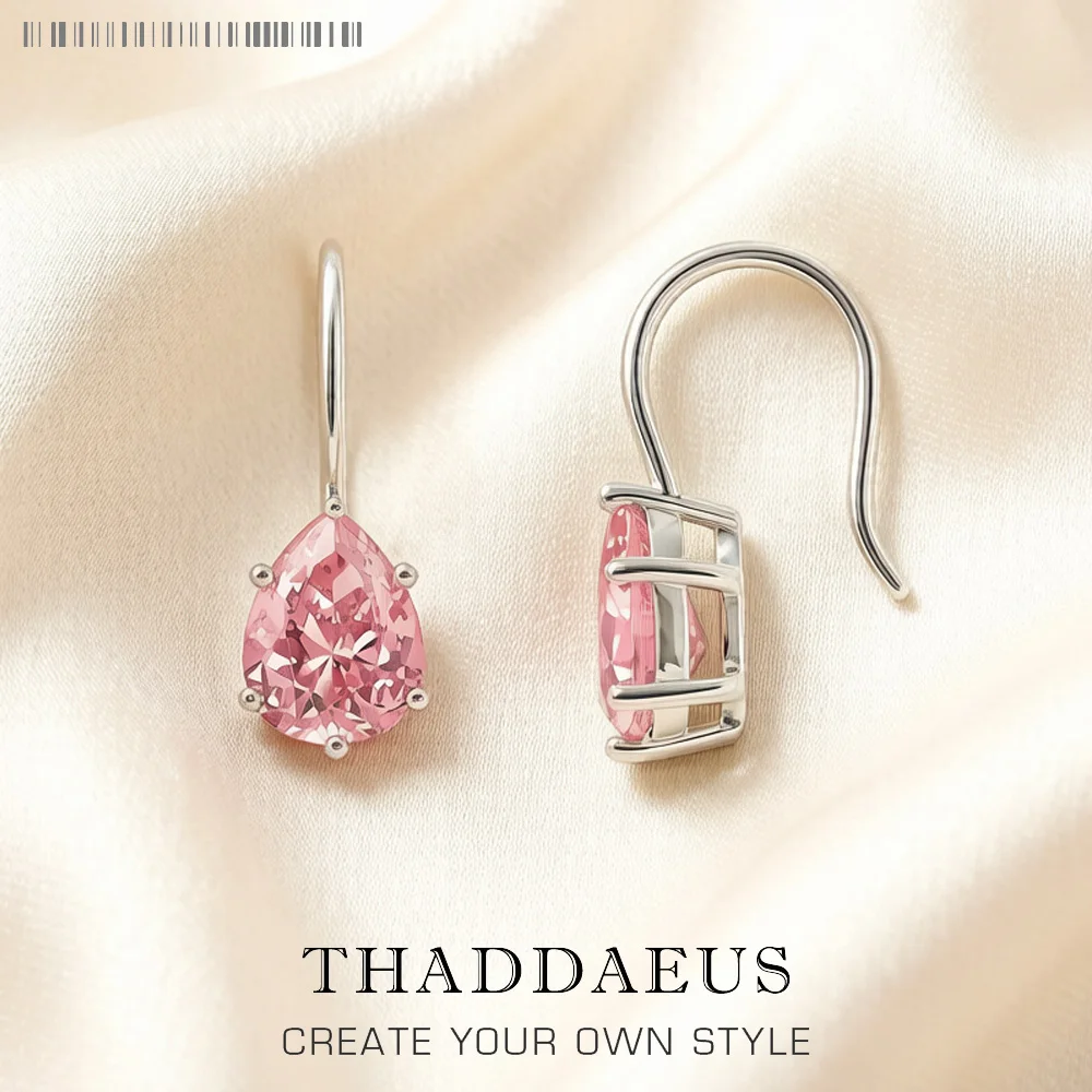 

Pink Water Tear Drop Earrings 925 Sterling Silver Europe Style Gram Fine Jewerly For Women Romantic Gift