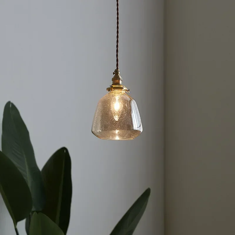 Japanese Retro Nordic Minimalist Restaurant Porch Balcony Bay Window Aisle Brass Bubble Glass Chandelier