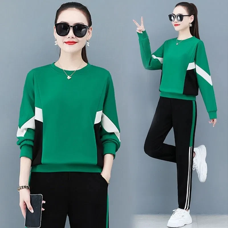 Casual Loose Tracksuit 2 Piece Sets Women Outfits Spring Summer Fashion Round Neck Sweatshirt Pantsuit Ensemble Jogging Femme