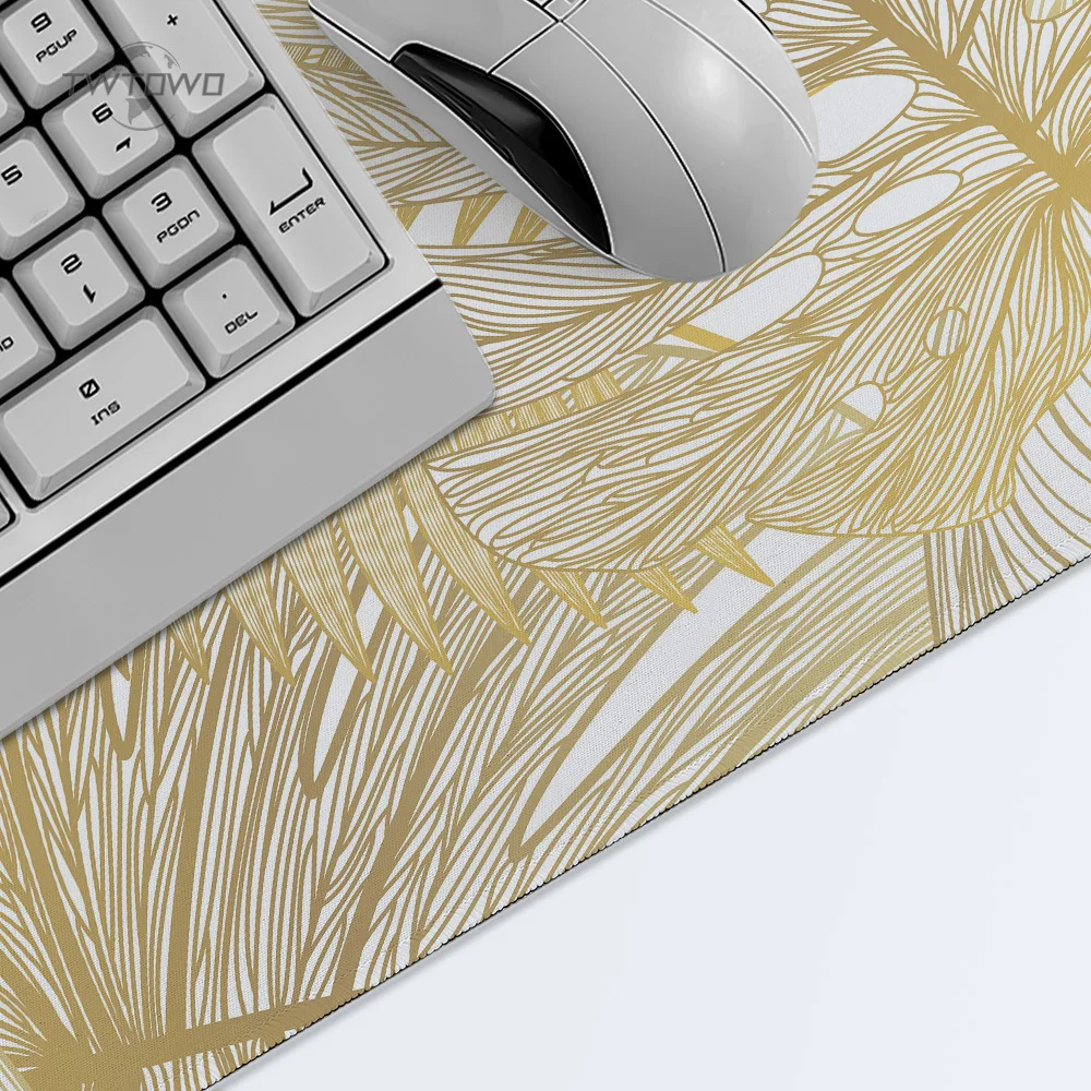 Mouse Pad Gamer Golden Rainforest Palm Leaves XL New Large Computer HD Mousepad XXL MousePads Carpet Table Mat Desktop Mouse Pad