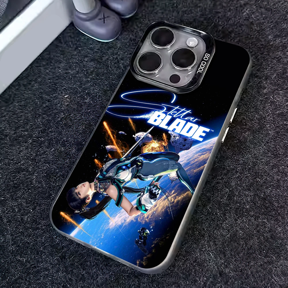 Game S-Stellar B-Blade Phone Case for iPhone 16 12 13 14 15 11 Max Pro Plus Laser IMD Color Shell