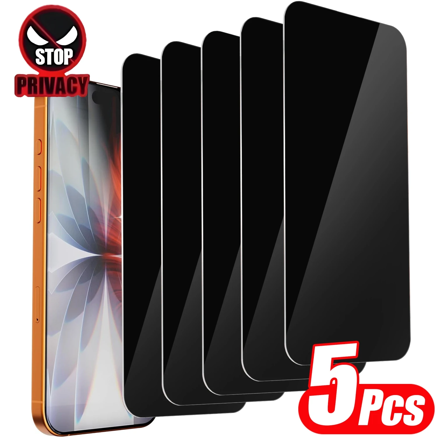 5 Stück Anti-Spy Displayschutzfolie für iPhone 11 12 13 14 15 16 17 Pro Max 14 15 16 Plus 16e 17 Air 17e Gehärtetes Glas Sichtschutzfolie