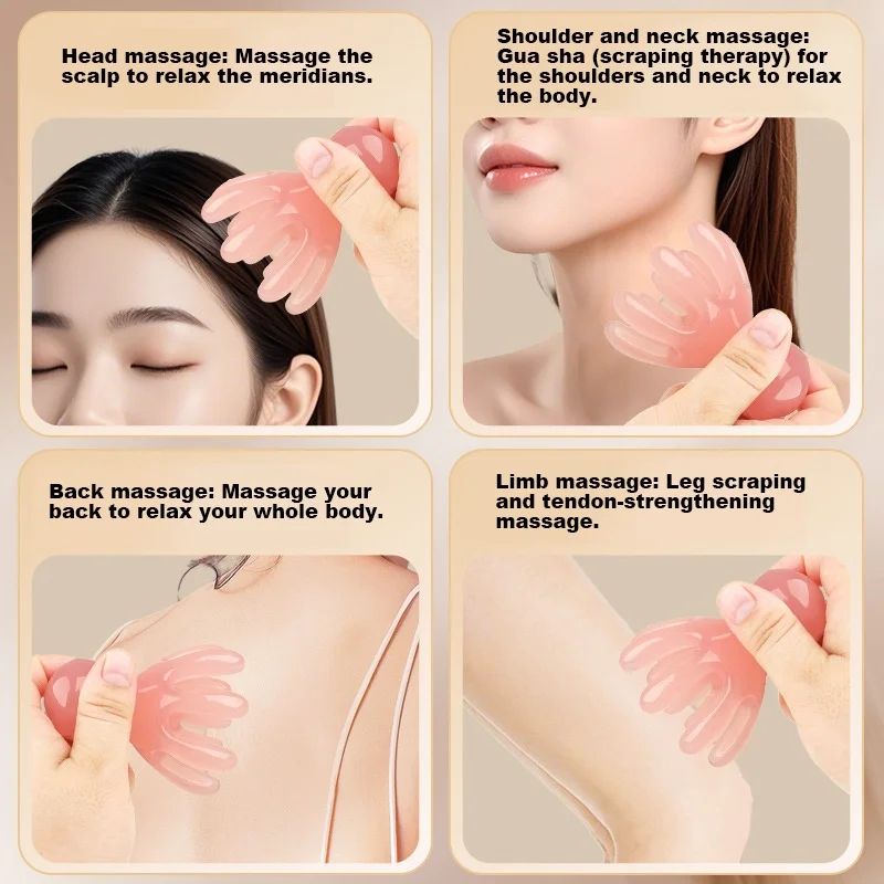  Resin Octopus Massage Comb 8/14 Tooth, Korean Scalp Care Acupressure Head MassagerStress Relief AntiHair Loss Portable for Home