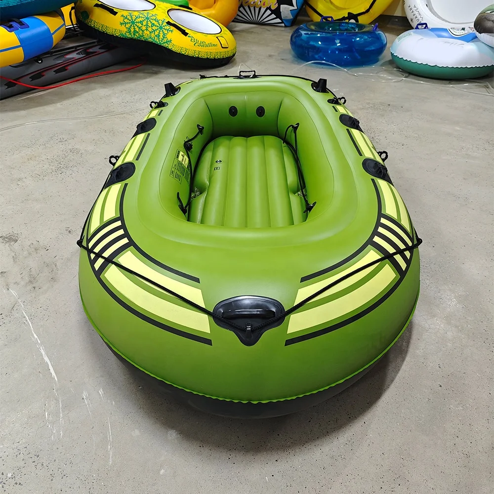 الثقيلة نفخ بولي كلوريد الفينيل دواسة قارب الصيد 4 غرف الهواء ملحومة أقفال المجذاف انتزاع مقابض القوس حبل-تصميم رياضي لاستخدام الشاطئ