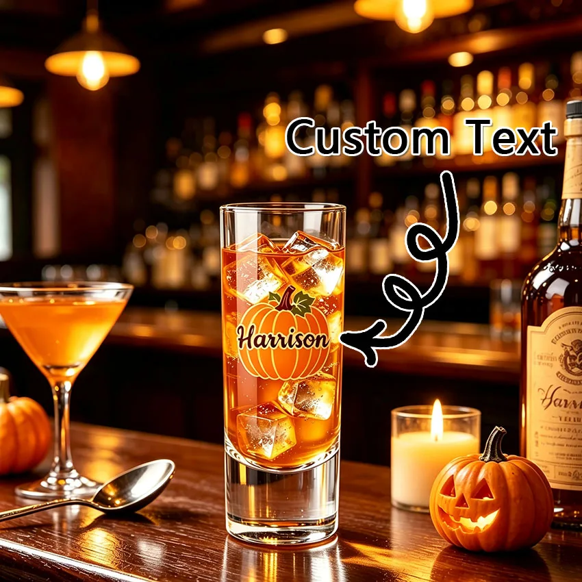 Customized Halloween Long Wine Glasses, with Customizable Text, Fun Pumpkin-Themed Design, Perfect for Halloween-Themed Parties, Serving as Both an Atmospheric Party Decoration and a Unique Holiday Gift.