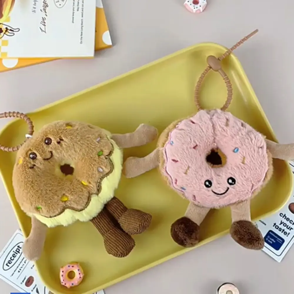 Pingente de Pelúcia de Donut de Desenho Animado, Chaveiro de Pelúcia de Donut Macio e Kawaii para Chaves de Porta