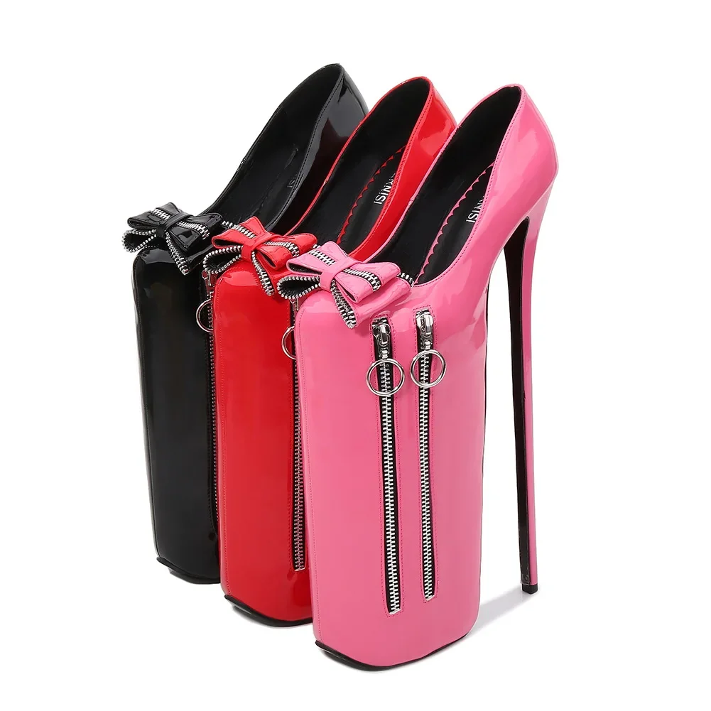 Sexy Metal 30cm Extreme High Heels Pumps Woman Platform Fashion Black Red Women Heeled Lady Big Size 46 Stripper Fetish Shoes