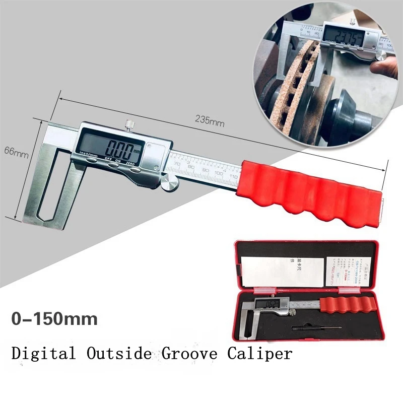 Imagem -02 - Digital Outside Groove Caliper Disco de Freio do Carro Ferramentas de Medição de Espessura 0.01 mm Brake Pad Teste de Abrasão Régua Mecânica 0150 mm