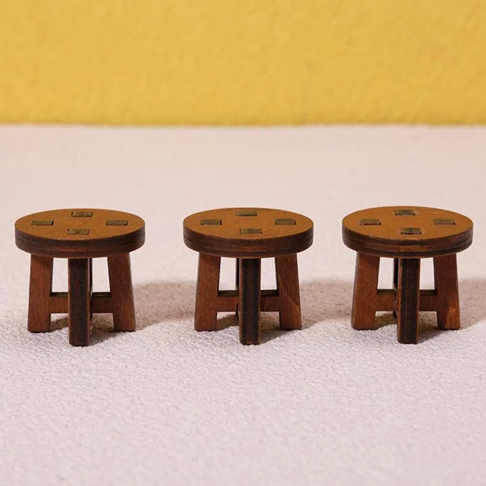 

4Pcs Miniature Wooden Chairs Realistic Round Edges Tiny House Furniture Accessories for Bedroom Living Room Study Room