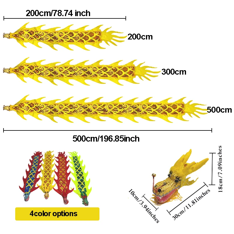 2/3/5Meters 3D LED Glowing  Dragon Poi Square Fitness Dance Dragon Festival  Performance Props Chinese New Year Dance LED Ribbon view 5