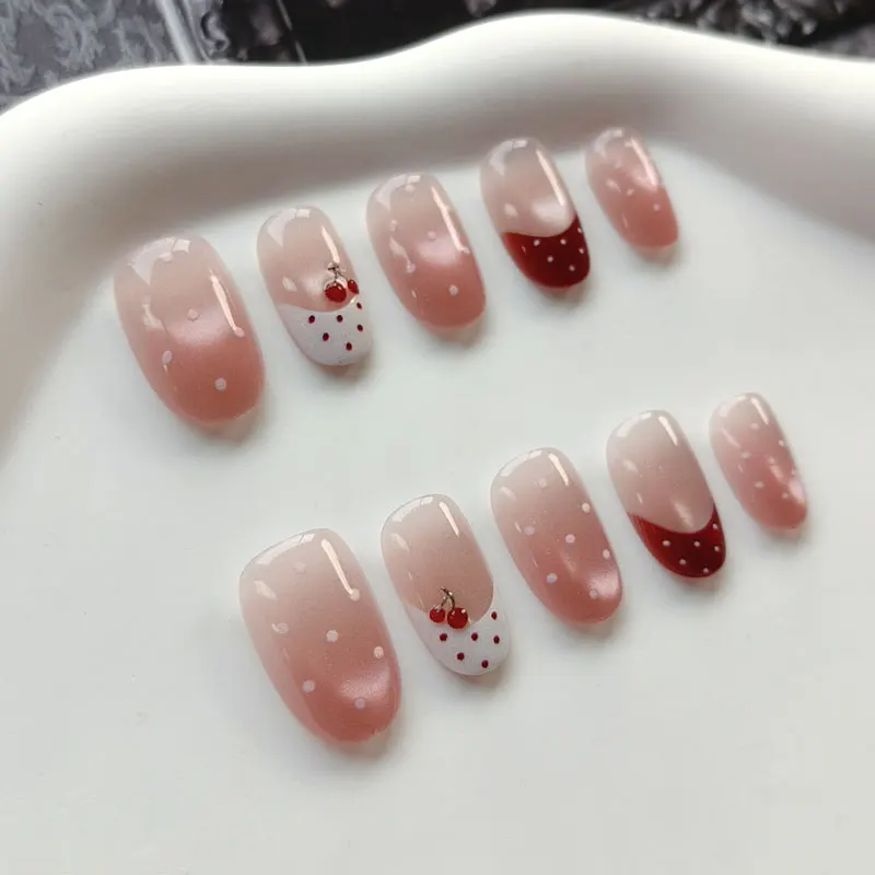 10 Stück Süße Niedliche Vergoldete Polka Dot Sterne Kurze Mandel Wiederverwendbare Nagelkunst Französischer Stil Katzenaugen-Nagelaufkleber Aufklebnägel – Detail 21