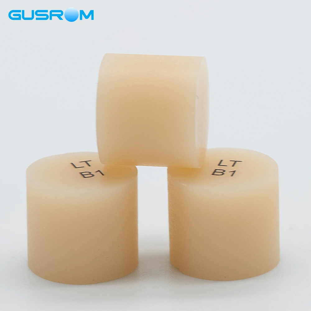 

GUSROM Lithium Disilicate Press Ingots 10pcs HT LT Dental Glass Ceramic 460MPa for Veneer Crown Inlay Onlay Dental Lab A1 A2 A3