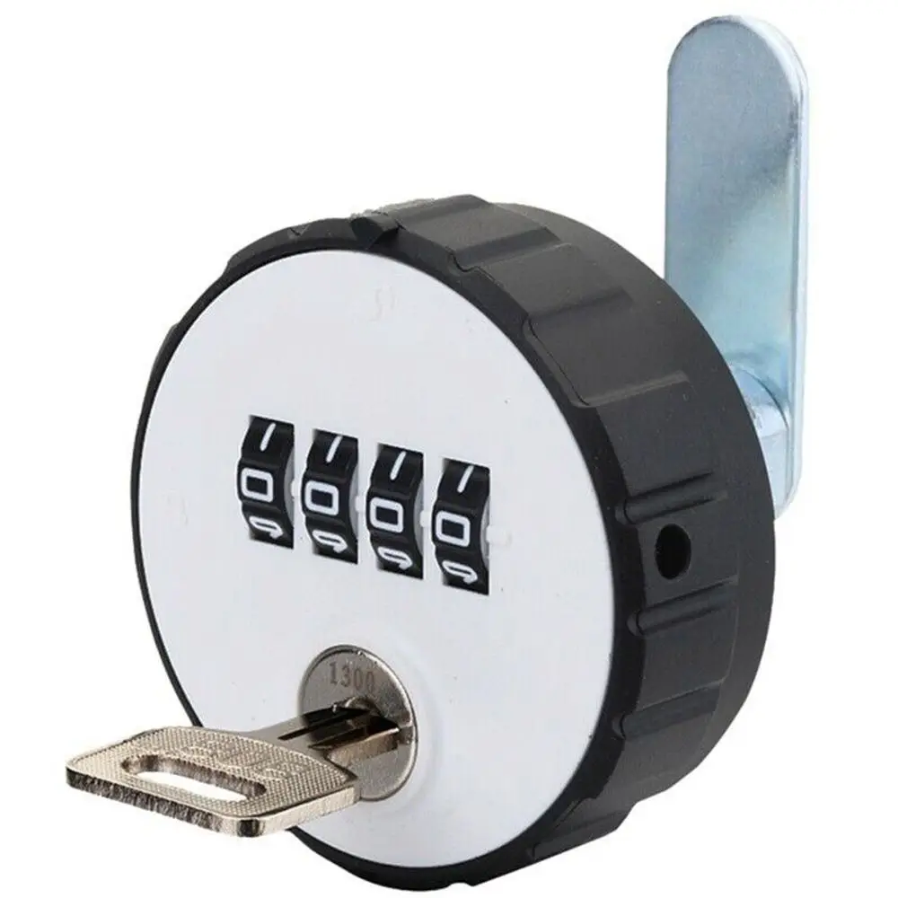 Combination Cabinet Cam Lock 4 Digital Round Padlock with Key Drawer Door Gym School Locker with Key Reset Security