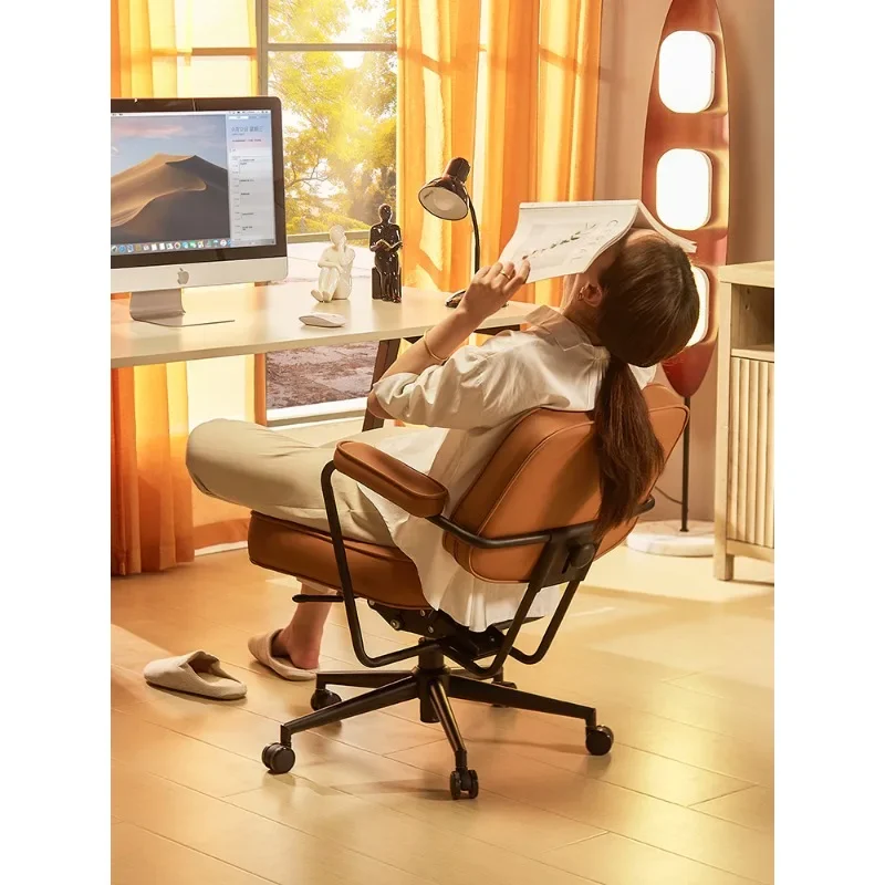 Computer back chair, leather ergonomic comfortable sedentary desk chair