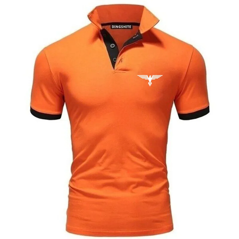 Polo collar contrasting color shirt office fashionable new T-shirt polo shirt men\'s summer top business casual breathable