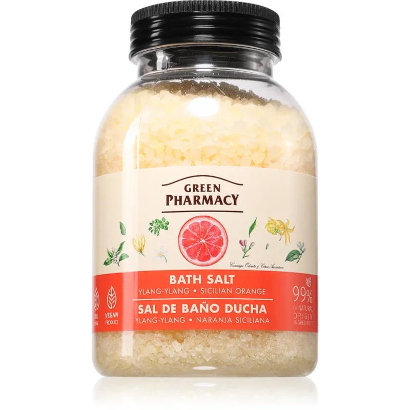 Sal de baño Rosa Ylang-Ylang & Naranja Siciliana 1Kg Green Pharmacy – Relajantes, Veganas y Naturales