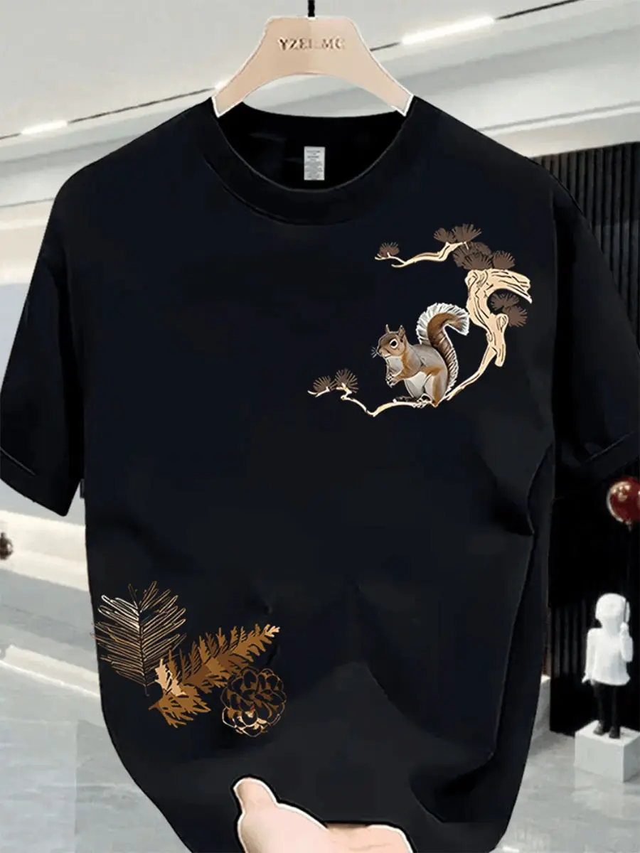 

2025 Summer New Pure Cotton Short-sleeved T-shirt Men Loose American Top