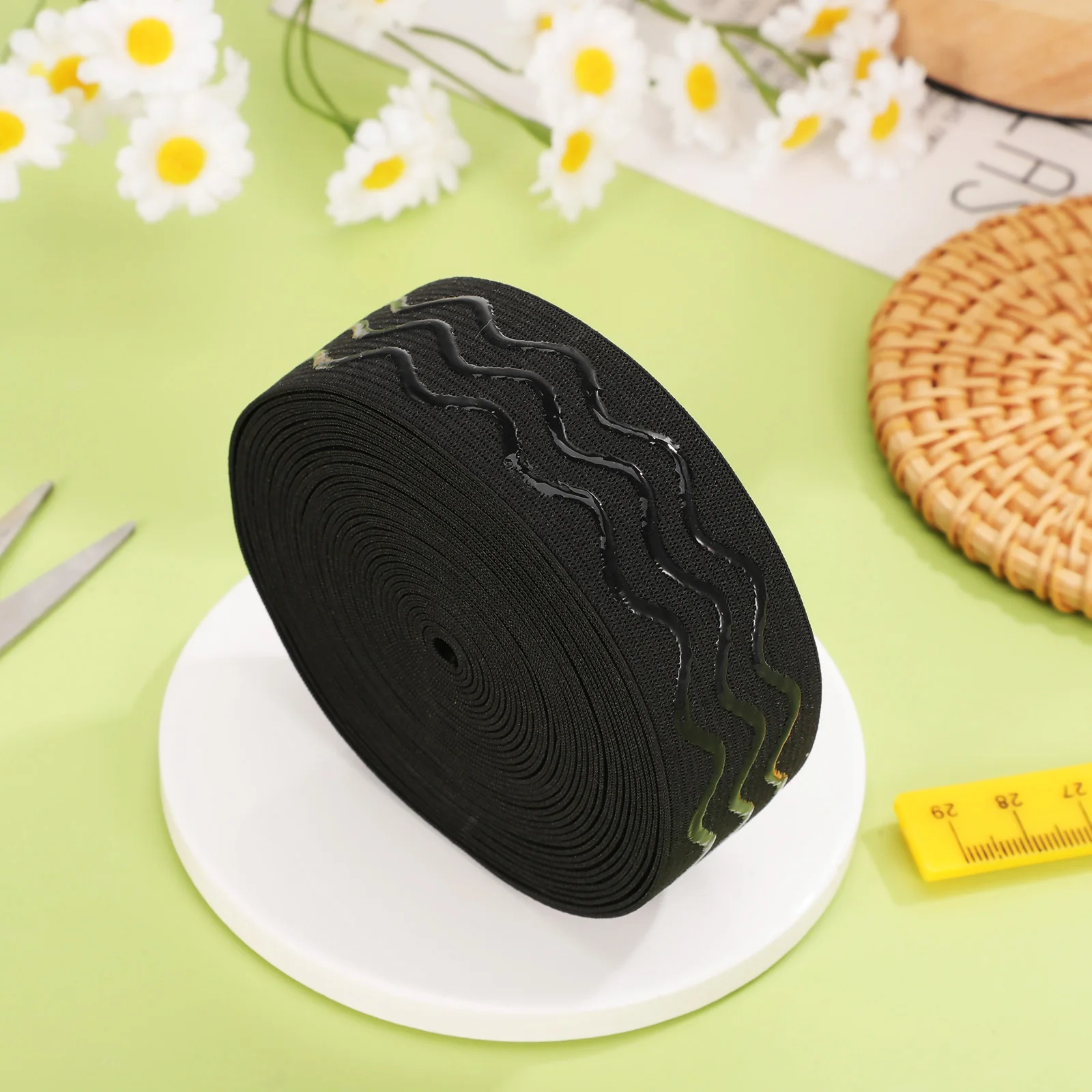 

1 Roll 5M Wide Non Slip Elastic Band For Sewing Gripper Ribbon Stretch Fabric Craft Diy Garment Waistband Bed Sheets Flat Strap