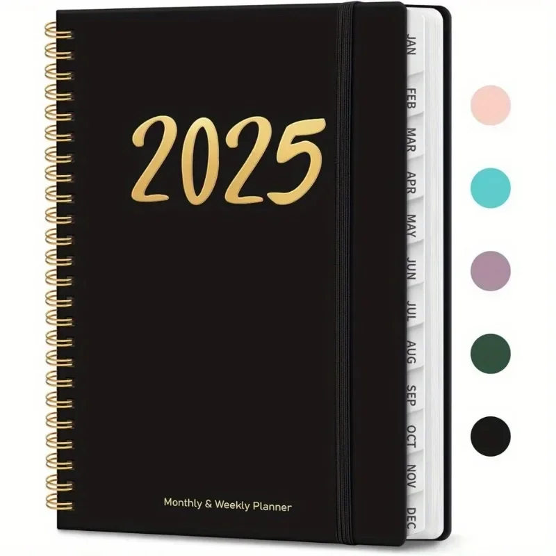 2025 Planner, Weekly and Monthly Planner Spiral Bound, Jan 2025 - Dec 2025, Hardcover 2025 Calendar Planner Book with Tabs