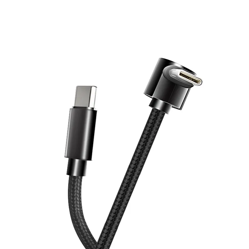 Nylon Braided 90 Degree Elbow USB Type C to USB C PD Cable For Samsung For Tesla 60W Fast Charger Cord USB-C Cable
