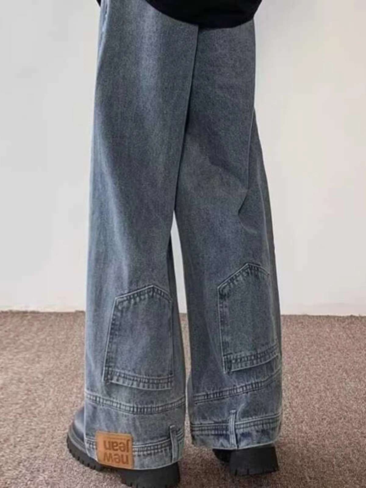 بنطلون جينز رجالي من Cleanfit، بنمط الشارع الأمريكي، فضفاض ومستقيم الساق، مريح ومتين، أزياء شبابية عصرية #4