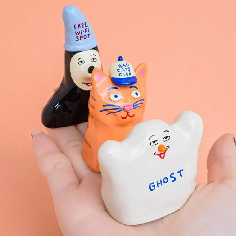 Hot Kenelephant Hongama Gashapon Ornament Adorable Cartoon Ghost Spotted Dog Orange Cat Original Indoor Desktop Decoration Gift
