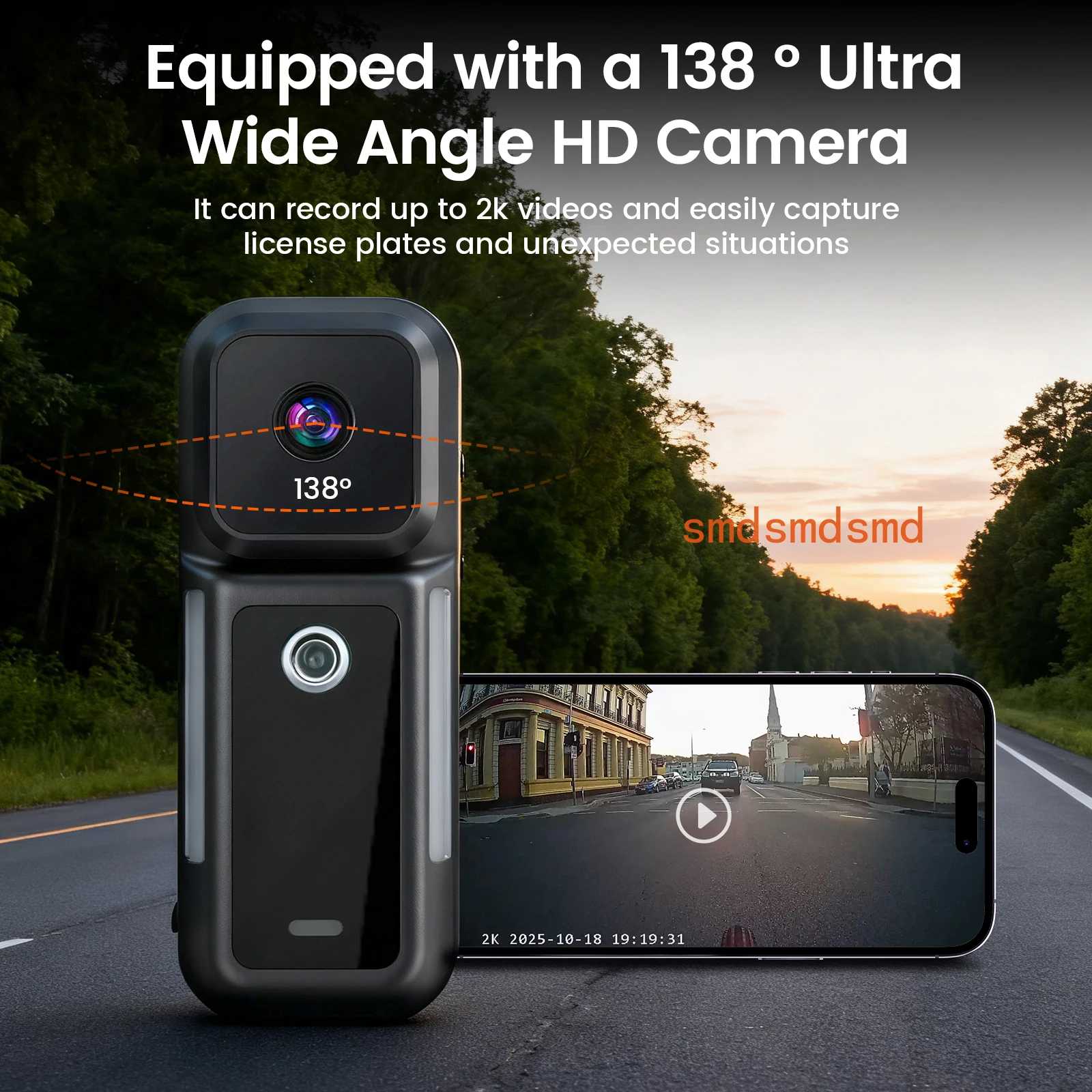 NT301 Bike Rear light Bicycle DV Camera Taillight Rechargeable 3200mAh Wide-Angle 2K HD Phone Seamless Loop Recording
