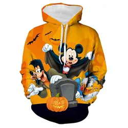 Halloween Hoodie Autumn Men Women Cartoon Disney Mickey Mouse Printed Hooded Clothing Fashion Coat With Hat Casual Streetwear