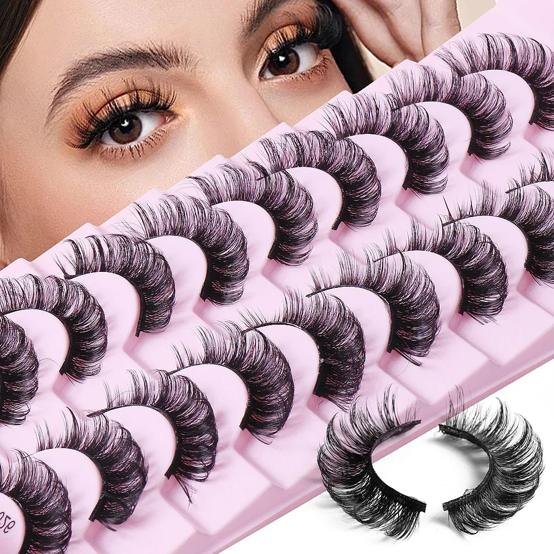 Faux-cils 3D en vison russe, extension de cils, volume russe, maquillage, 10 paires