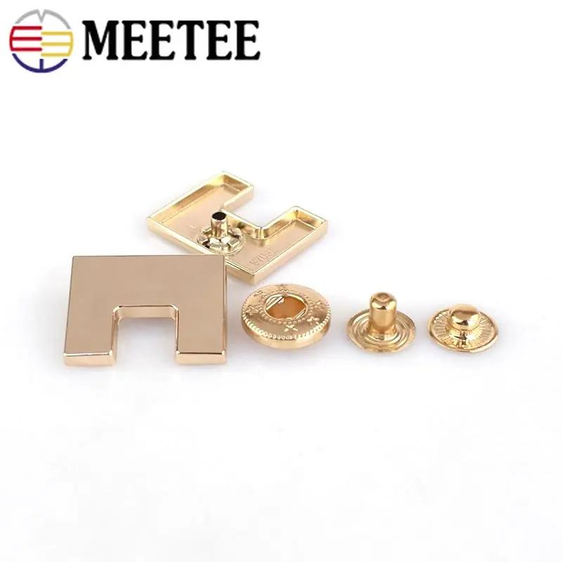 Meetee 10/20Pcs Golden Snap Button Fasteners Press Stud Decorative Metal Buckle Coat Clasp Down Clothes DIY Hardware Accessories