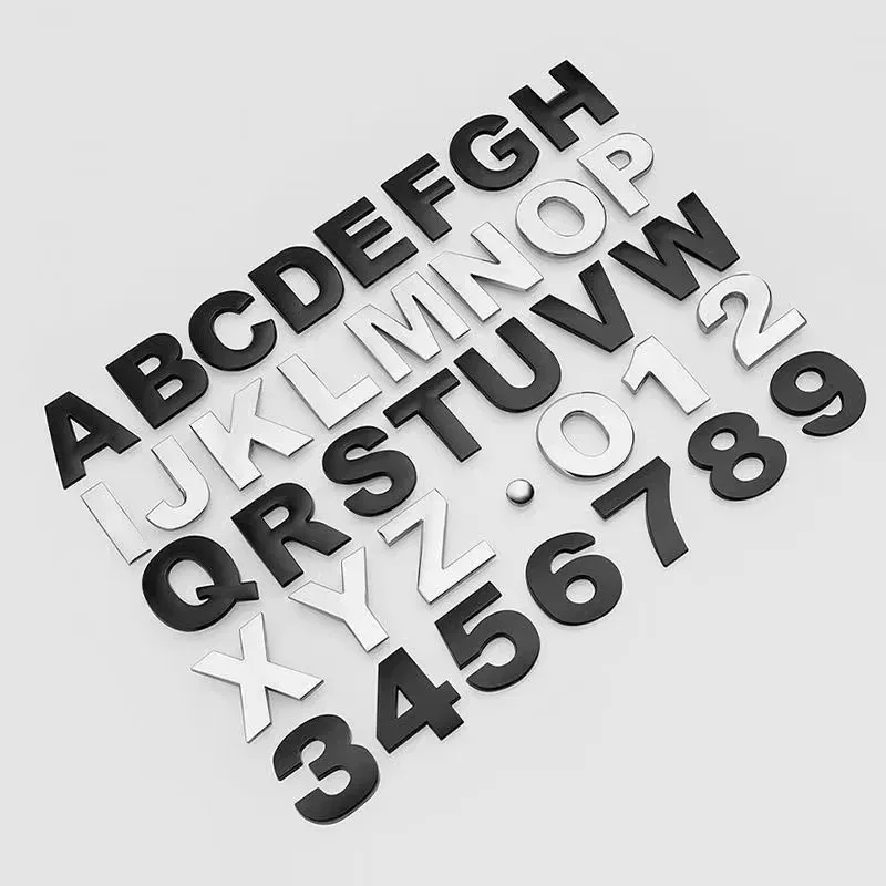 3D Metal 45mm 25mm DIY Letters Alphabet Emblem Decals Numbers Chrome Labeling Car Sticker Trunk Logo Digital Badge Accessories